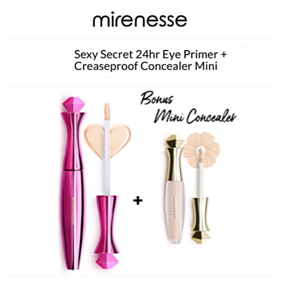 NEW MIRENESSE Sexy Secret 24-Hour EYE PRIMER & Mini CREASE PROOF CONCEALER